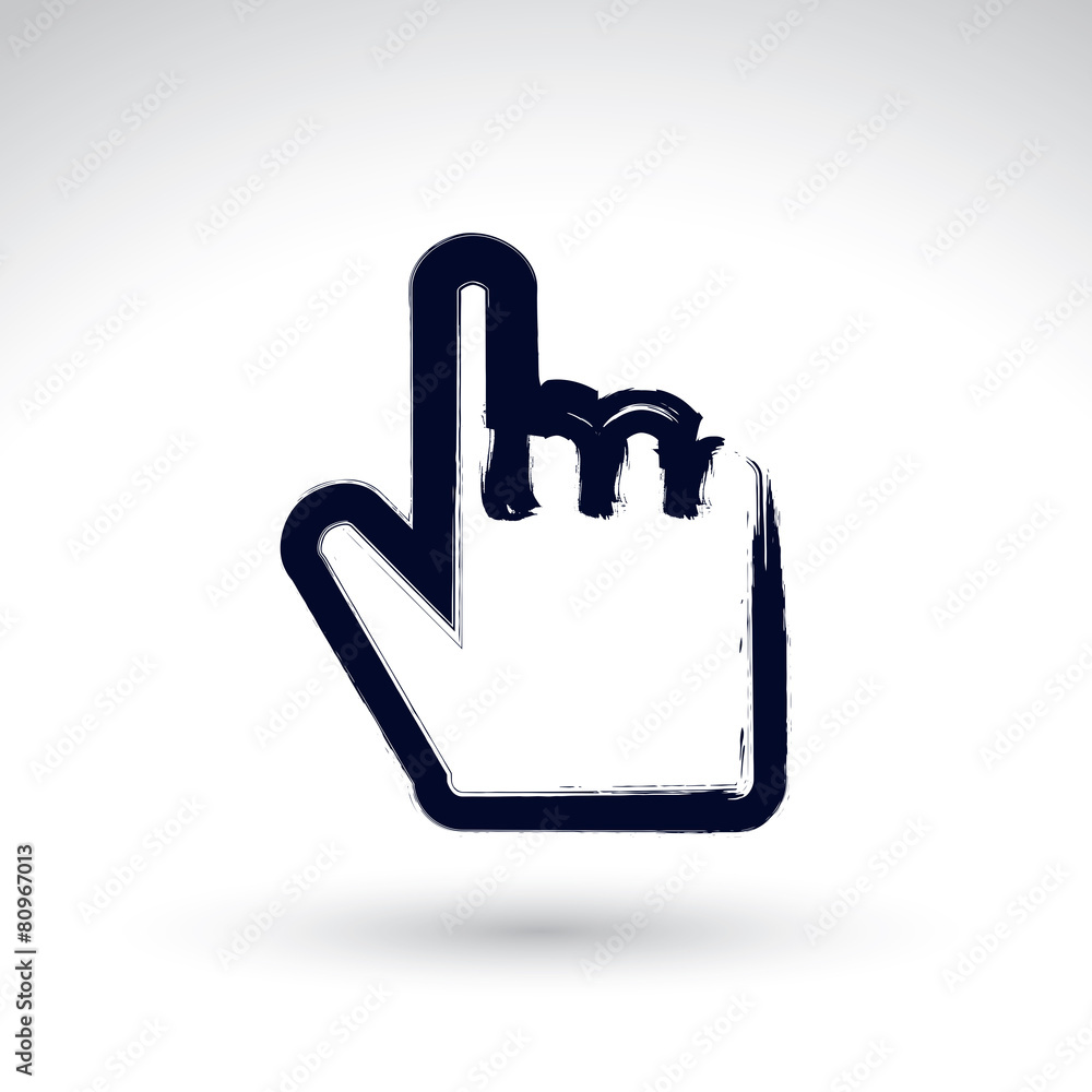 Point hand gesture created with real hand drawn ink brush, scann Point hand gesture created with real hand drawn ink brush, scann