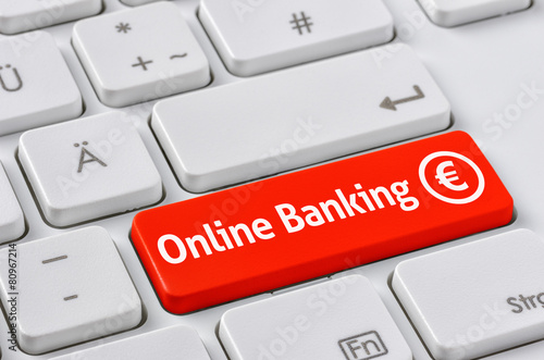 Tastatur mit farbiger Taste - Online Banking