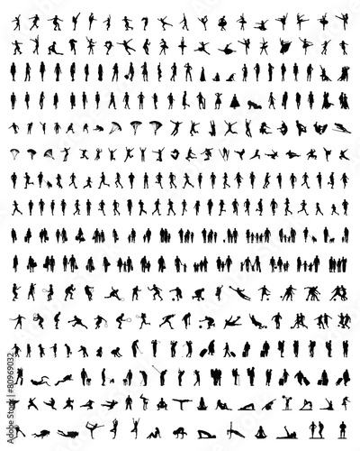 Big collection of people silhouettes, vector