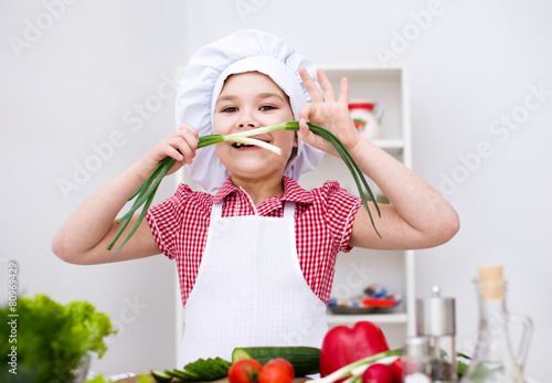 Girl eating salad