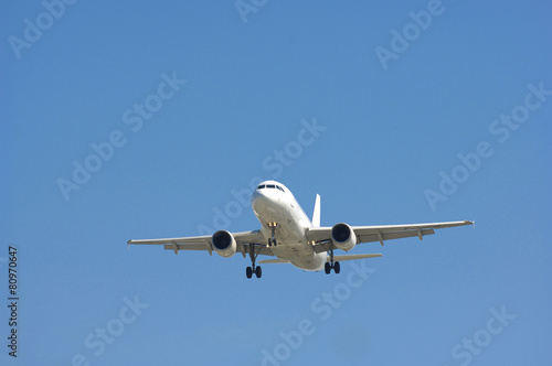 Airplane Landing on blue sky