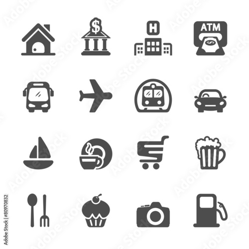 travel map location icon set, vector eps10