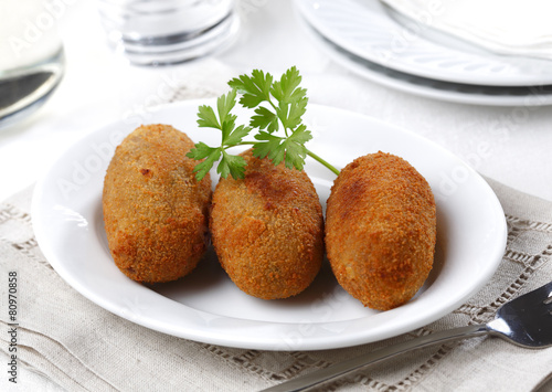 Three home made croquettes photo