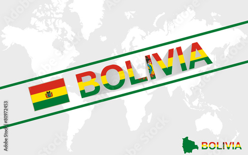 Bolivia map flag and text illustration