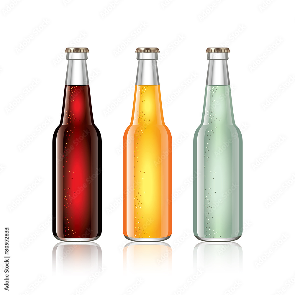 Glass soda bottles isolated on white vector Glass soda bottles isolated on white vector