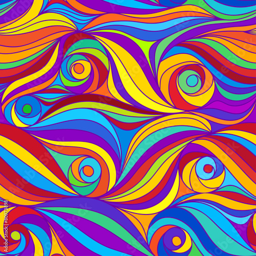 Vector seamless floral background of drawn lines
