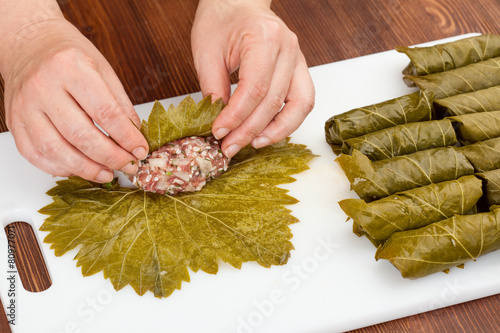 cabbage rolls with grape leaves