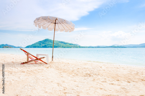 Beach chair on a sunny day at Rang Yai iland, Thailand