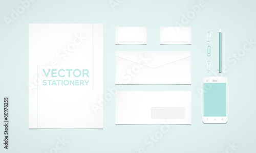Branding identity template with smartphone. Flat design