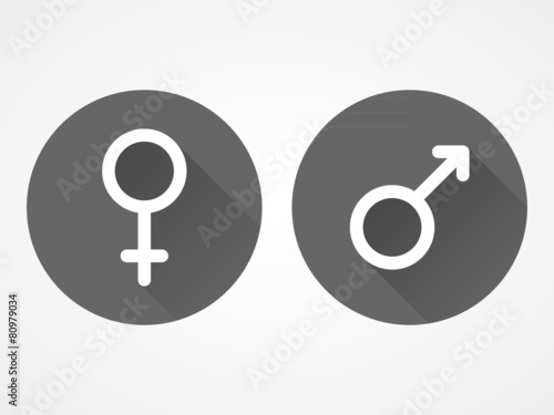 Female and male gender symbols. Flat design