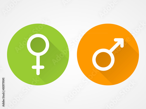 Female and male gender symbols. Flat design