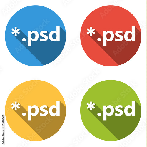 Collection of 4 isolated flat buttons (icons) for psd extension