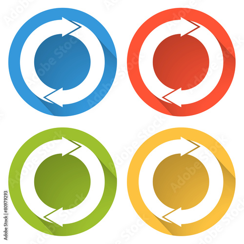 Collection of 4 isolated flat buttons (icons) for refresh