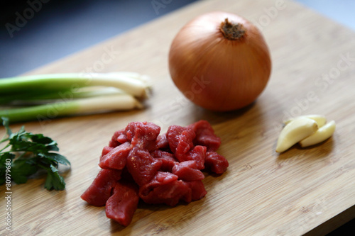 Fresh ingredients on a chopping board