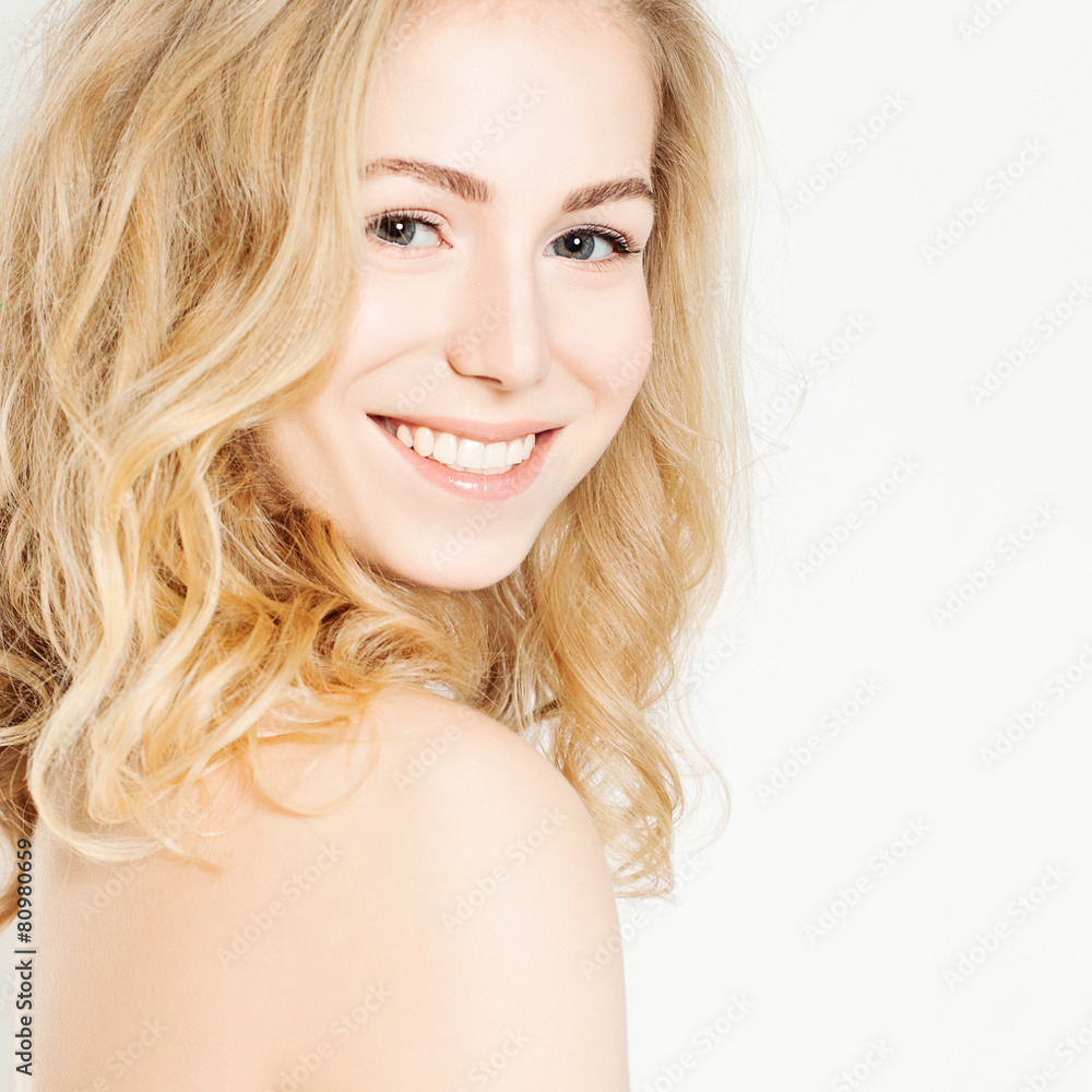 Beautiful Smiling Woman. White Teeth. Makeup. Hairstyle Beautiful Smiling Woman. White Teeth. Makeup. Hairstyle