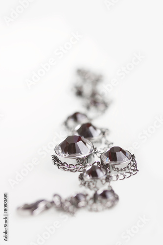 Jewelry with crystals on a white background