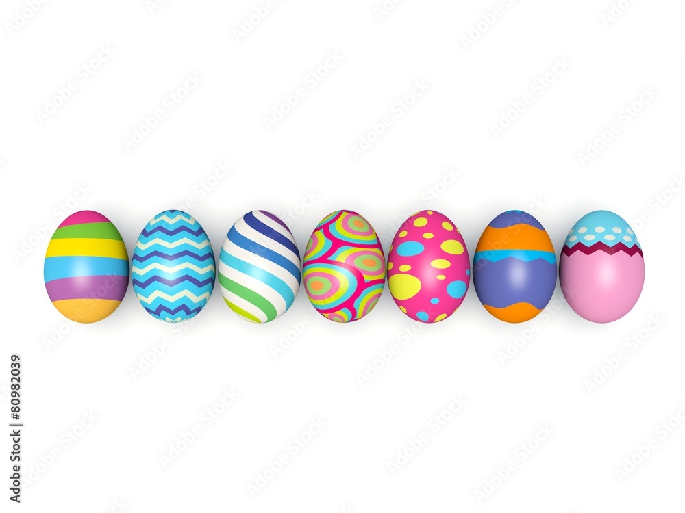 Fototapeta premium Colorful Easter eggs. 3d render illustration.