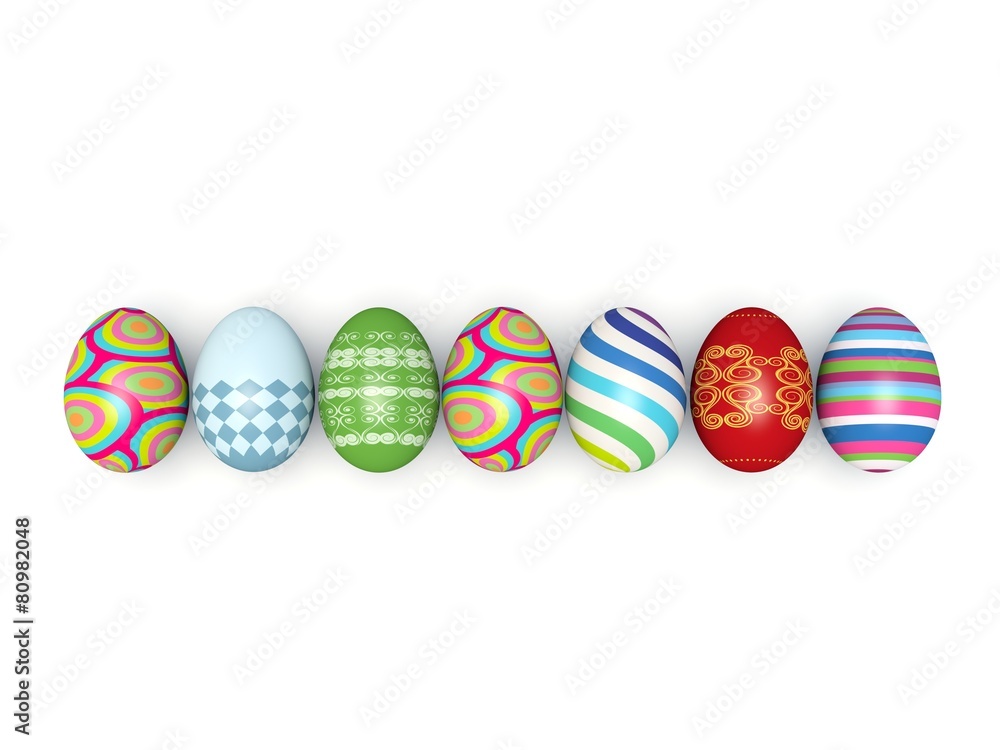 Colorful Easter eggs. 3d render illustration.