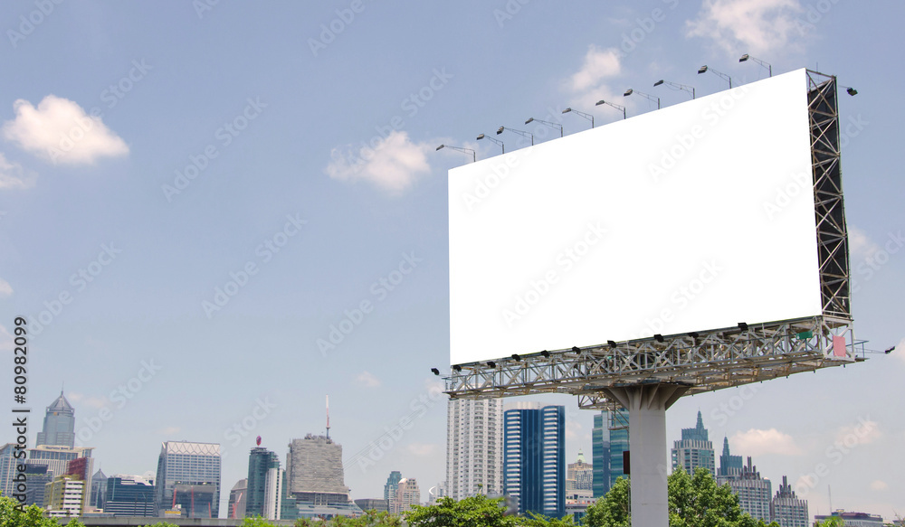 Obraz premium large blank billboard on road with city view background