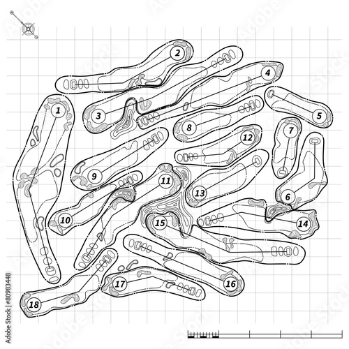 Golf course map layout drawing