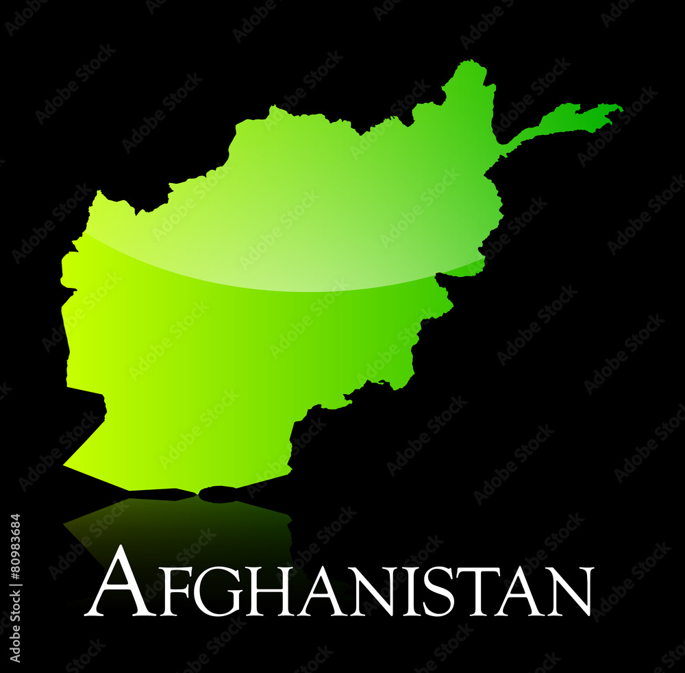 Afghanistan green shiny map