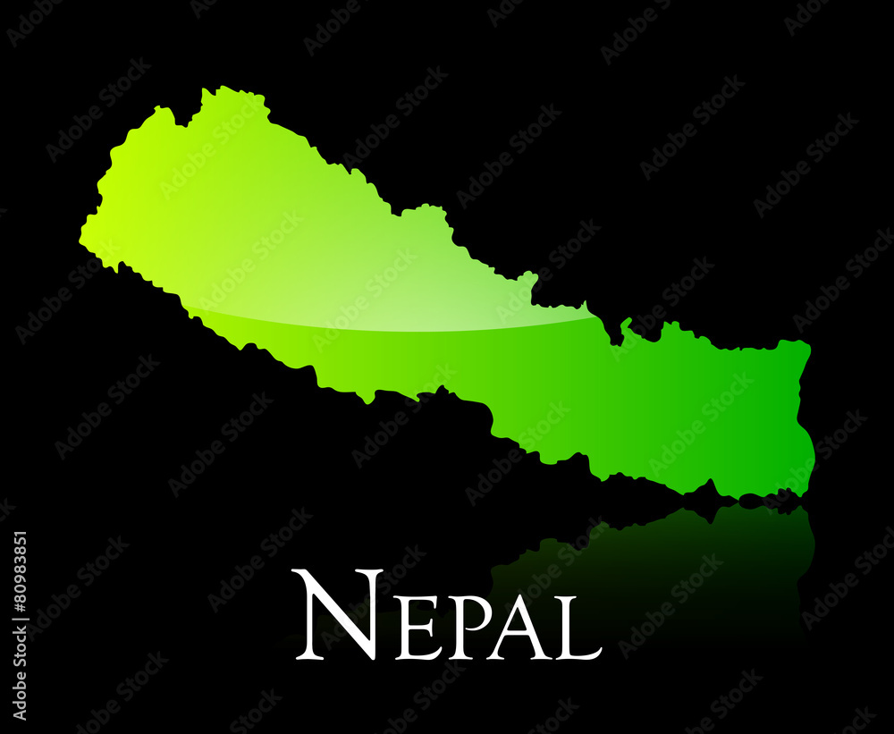 Obraz premium Nepal green shiny map