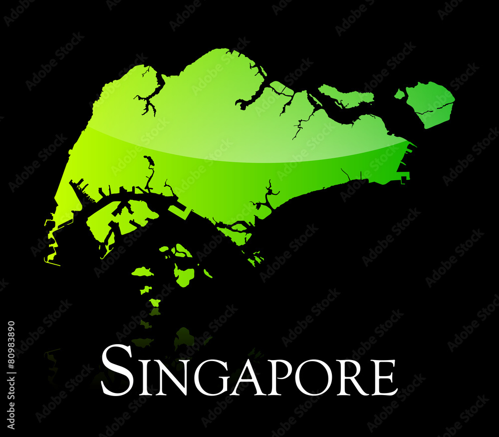 Singapore green shiny map