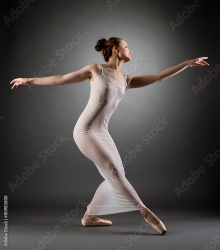 Fototapeta Naklejka Na Ścianę i Meble -  Image of curvy ballerina posing in erotic negligee
