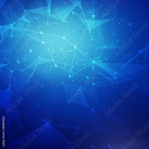 Abstract blue low poly bright technology vector background