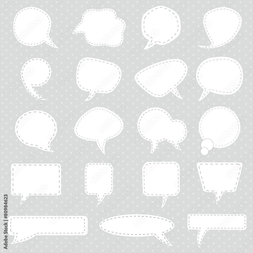 Set of white speech bubbles