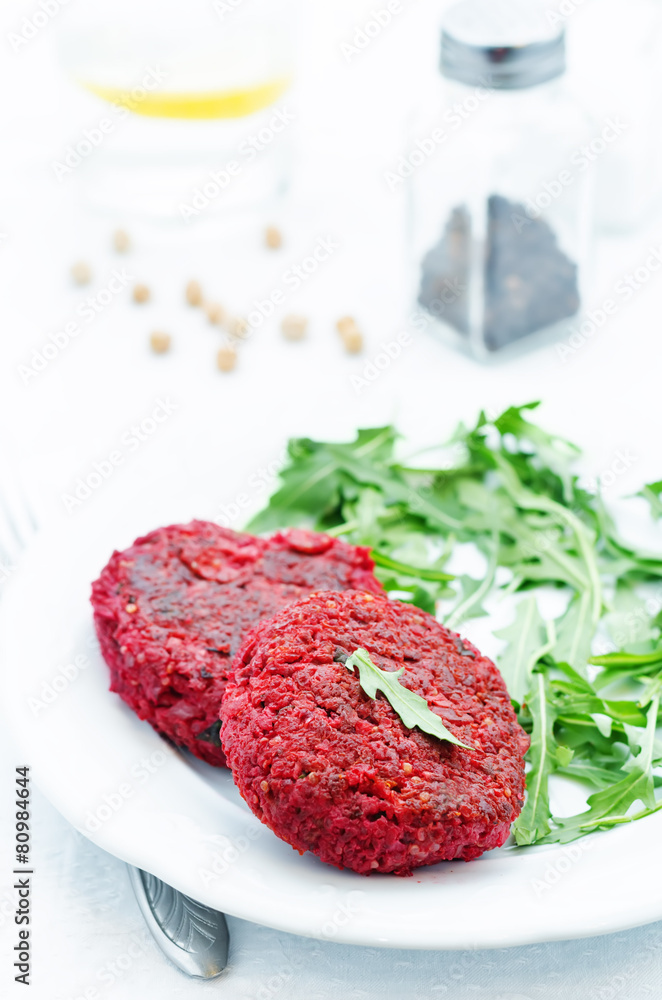 chickpeas, quinoa and beet burgers with arugula chickpeas, quinoa and beet burgers with arugula