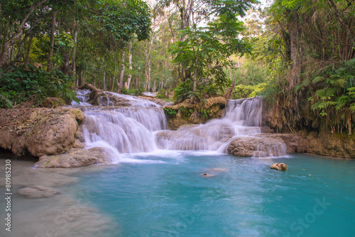 Waterfall in rain forest (Tat Kuang Si Waterfalls at Luang praba © CasanoWa Stutio