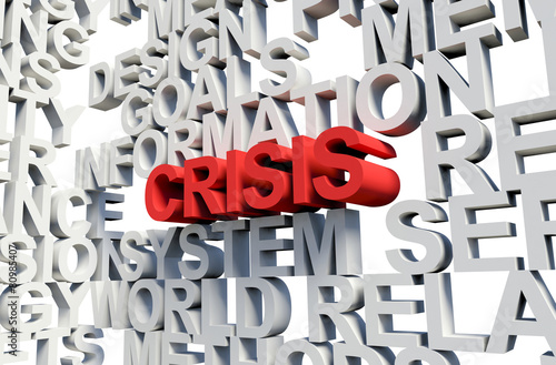 CRISIS Word in red, 3d illustration.