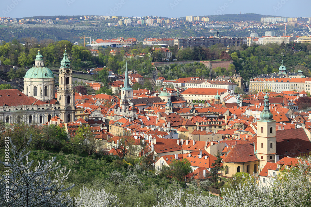 View on the spring Prague with St. Nicholas' Cathedral