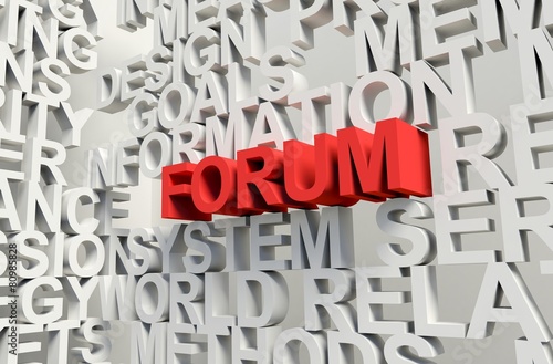 FORUM Word in red, 3d illustration.