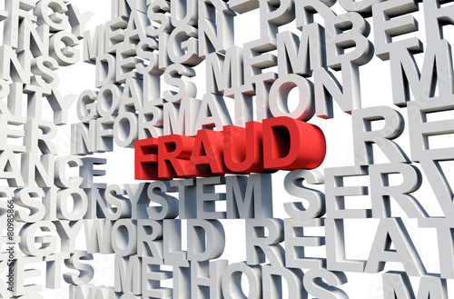 FRAUD Word in red, 3d illustration.