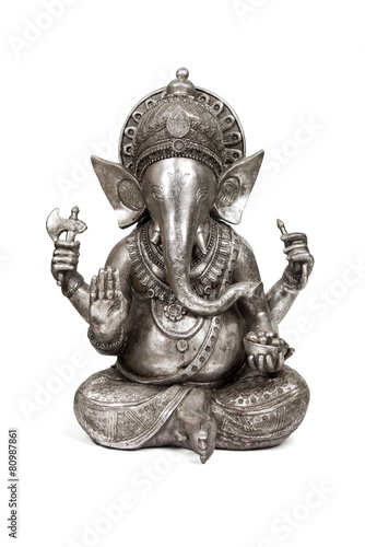 Figurine of Hindu god Ganesha with clipping path.