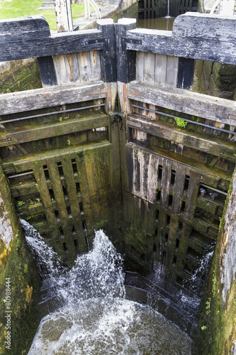 Canal Lock Gates. Bingley Locks, Bingley, Yorkshire, England. photo