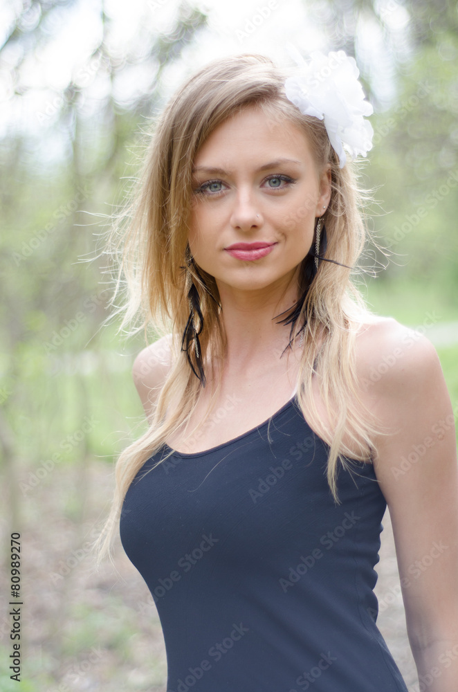 Naturally young blond woman outside in nature Naturally young blond woman outside in nature