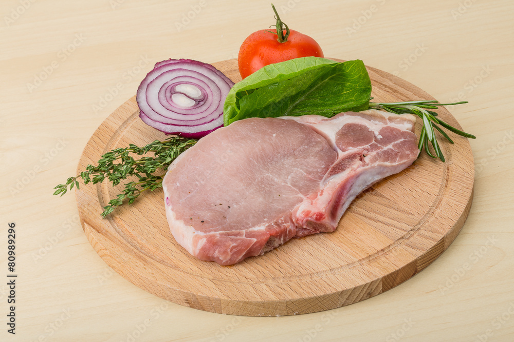 Raw pork steak