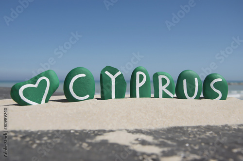 Love Cyprus on green colored stones