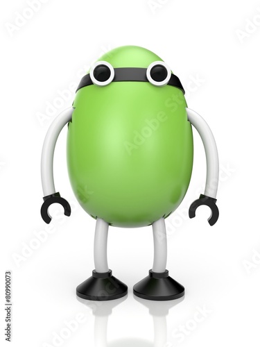 Green robot in the form of egg