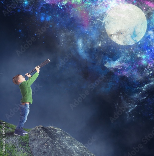 Child watching the moon