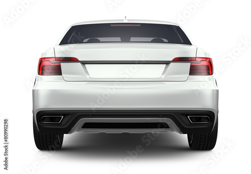 Rear view of white car