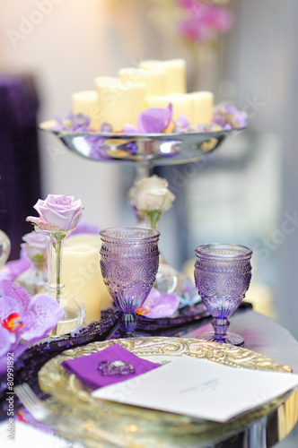 Stylish date interior with flowers and candles