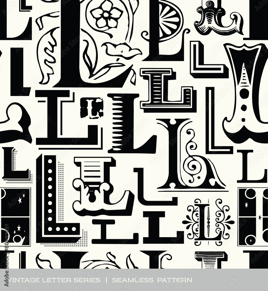Seamless vintage pattern letter L Stock Vector | Adobe Stock