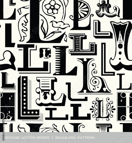 Seamless vintage pattern letter L
