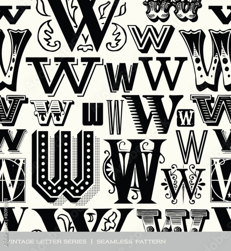 Seamless vintage pattern of the letter W