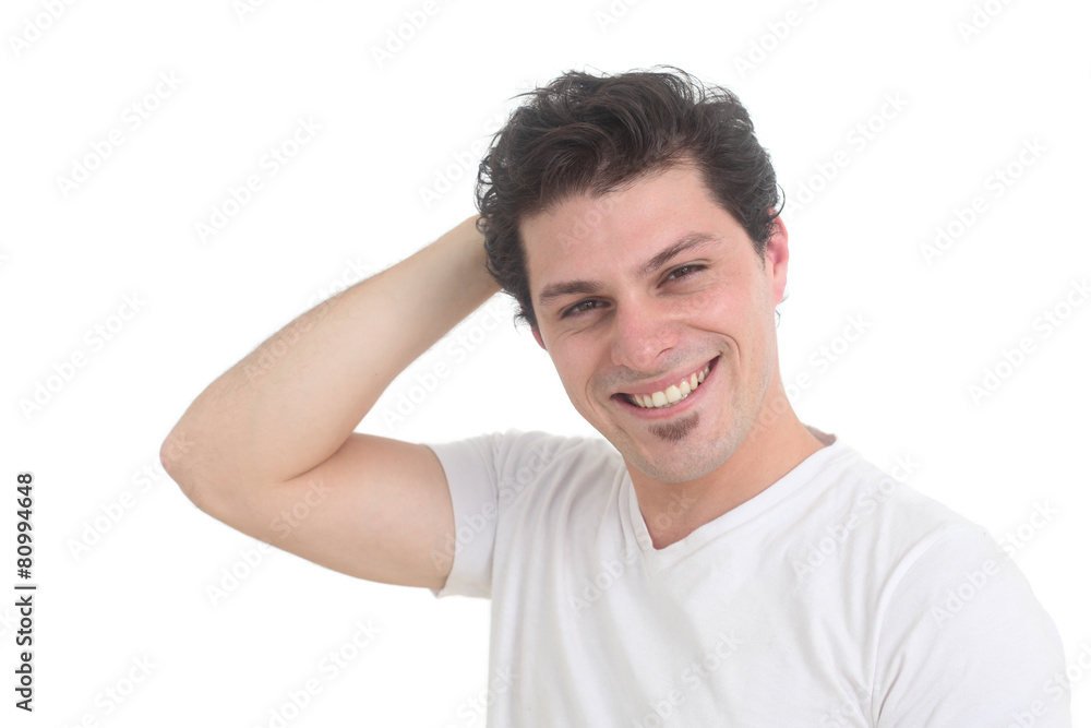 portrait of a happy man on a white background portrait of a happy man on a white background