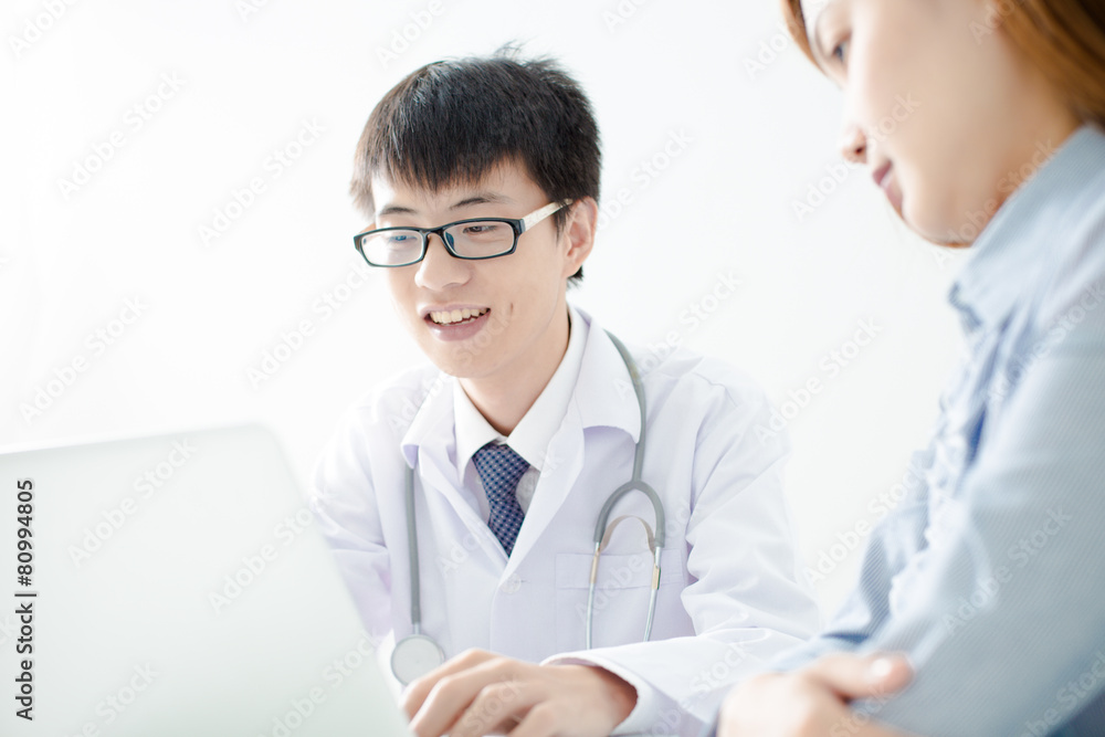 bright picture of male doctor with patient bright picture of male doctor with patient